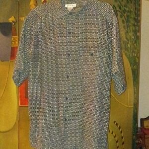 Claiborne Men's Geometric Black/Brown Dress Shirt